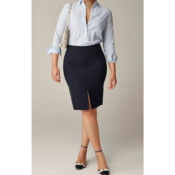 J.Crew Periwinkle Italian Bi-Stretch Pencil Skirt - Size 8 - Pre-owned - Picture 1 of 4
